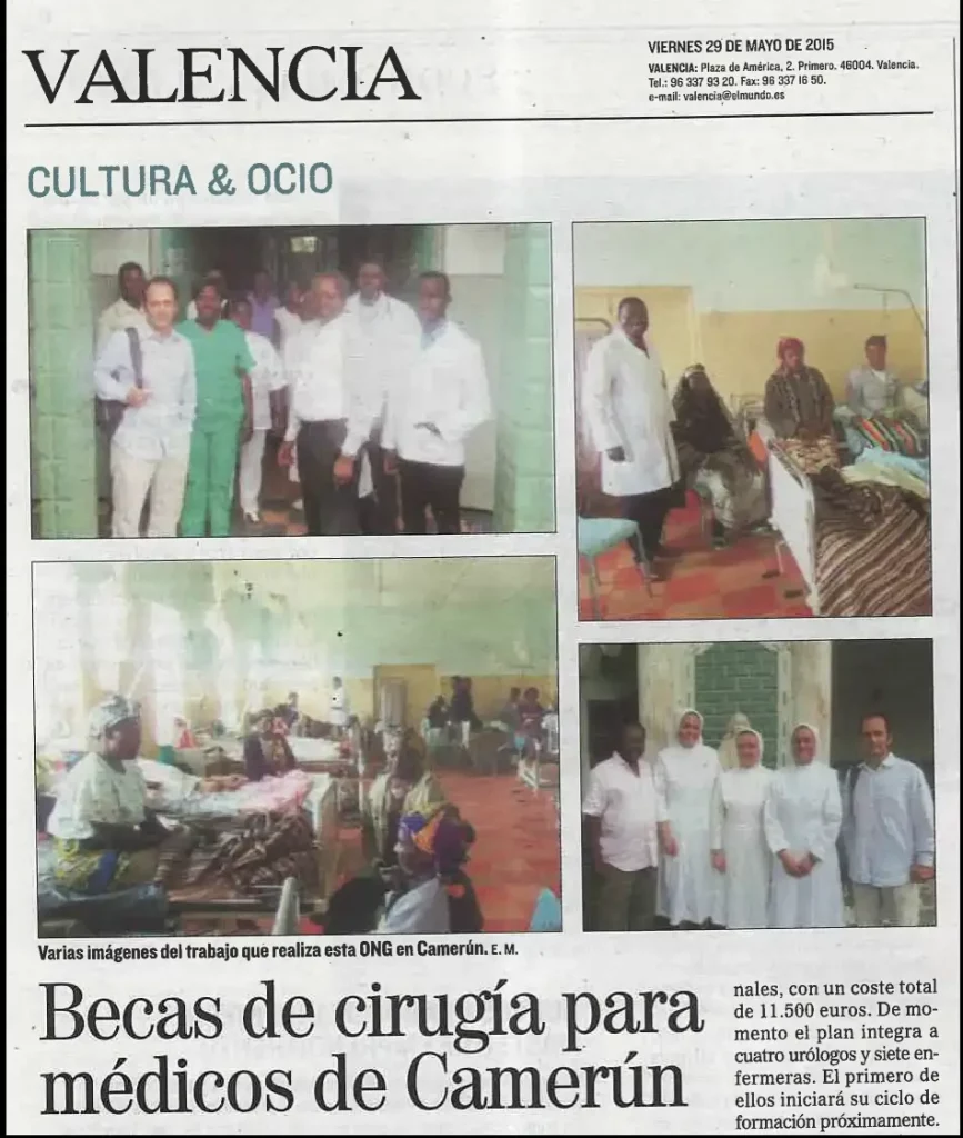 Becas de cirugía para médicos camerunenses, El Mundo 29 de mayo de 2015